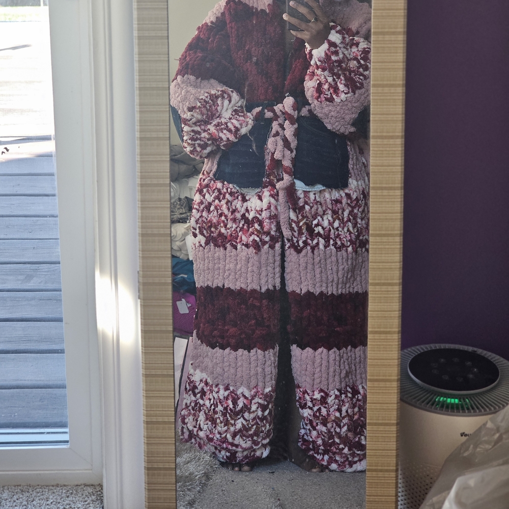 Cozy Knit Cardigan in Pink and Red